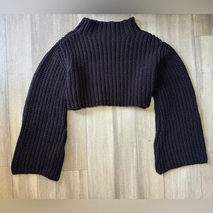 SHEIN Black Cropped Turtleneck Sweater